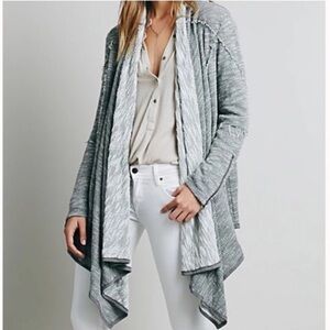 Free People Gray In the Loop Open Front French Terry Cardigan Size S
